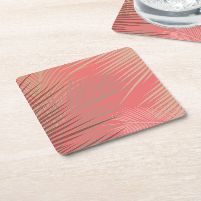 Porta-copo De Papel Quadrado Boho Palm Pattern (Inclinado)
