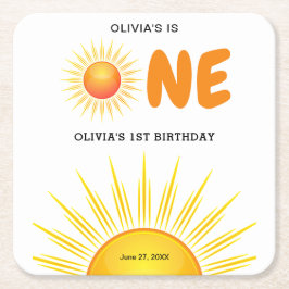 Porta-copo De Papel Quadrado Boho Primeira viagem em torno do primeiro aniversa