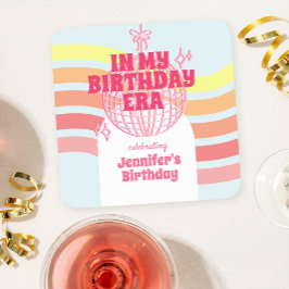 Porta-copo De Papel Quadrado Bola De Disco Rosa Na Minha Festa De Aniversário