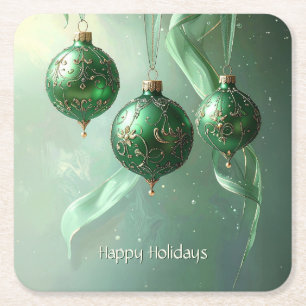 Porta-copo De Papel Quadrado Bola Verde de Natal Feriado
