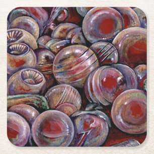 Porta-copo De Papel Quadrado Bolas de Natal Vermelhas