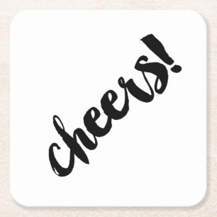 Porta-copo De Papel Quadrado Bold Cheers! Portas copos - Preto