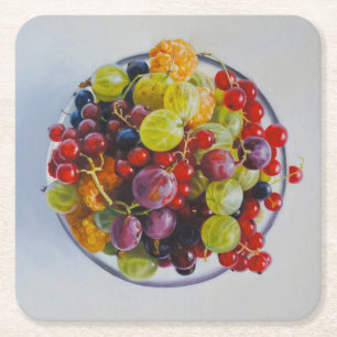 Porta-copo De Papel Quadrado Boliche de Berries - Vida Fruta Estática Hiperreal