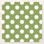 Porta-copo De Papel Quadrado Bolinhas brancas de verde-oliva<br><div class="desc">Bolinhas brancas de verde-oliva</div>