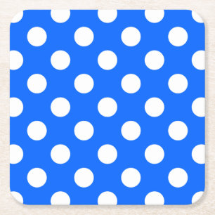 Porta-copo De Papel Quadrado bolinhas brancas em azul real