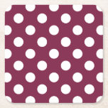 Porta-copo De Papel Quadrado Bolinhas brancas em burgundy<br><div class="desc">Bolinhas brancas em burgundy</div>