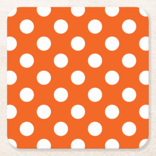 Porta-copo De Papel Quadrado bolinhas brancas em laranja