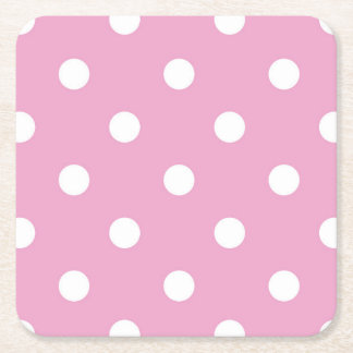 Porta-copo De Papel Quadrado Bolinhas Brancas em Rosa