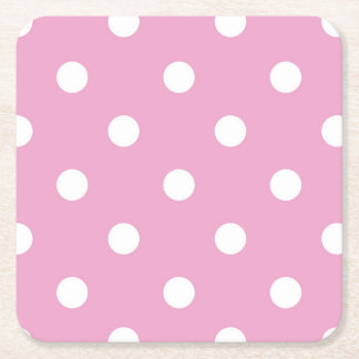 Porta-copo De Papel Quadrado Bolinhas Brancas em Rosa