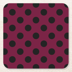 Porta-copo De Papel Quadrado Bolinhas negras com burgundy