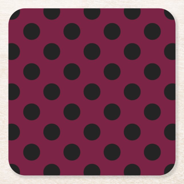 Porta-copo De Papel Quadrado Bolinhas negras com burgundy (Frente)