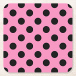 Porta-copo De Papel Quadrado Bolinhas pretas a rosa<br><div class="desc">Bolinhas pretas a rosa</div>