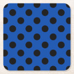 Porta-copo De Papel Quadrado Bolinhas pretas de azul real<br><div class="desc">Bolinhas pretas de azul real</div>