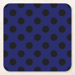 Porta-copo De Papel Quadrado Bolinhas pretas em azul marinho