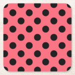 Porta-copo De Papel Quadrado Bolinhas pretas em coral<br><div class="desc">Bolinhas pretas em coral</div>