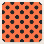 Porta-copo De Papel Quadrado Bolinhas pretas em laranja<br><div class="desc">Bolinhas pretas em laranja</div>