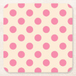 Porta-copo De Papel Quadrado Bolinhas rosa em creme<br><div class="desc">Bolinhas rosa em creme</div>