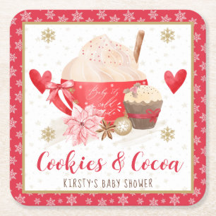 Porta-copo De Papel Quadrado Bolo de Aniversário de Cookies Vermelhos e Cacau