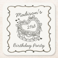 Bolo de Coquetel Retro Cardíaco com Arco bege - An