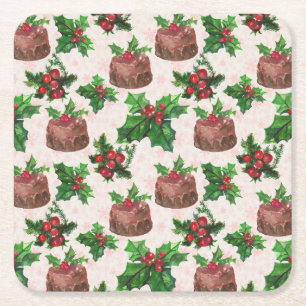Porta-copo De Papel Quadrado Bolo de Natal