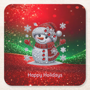 Porta-copo De Papel Quadrado Bondeco de Natal com Rhinestones em Papel