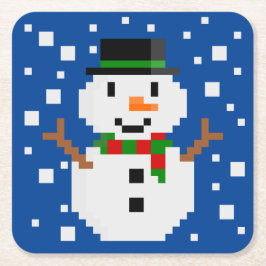 Porta-copo De Papel Quadrado Boneco de Neve de Pixel Art 1