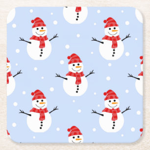 Porta-copo De Papel Quadrado Bonecos de Neve de Natal