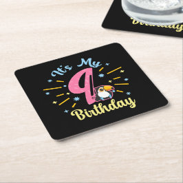 Porta-copo De Papel Quadrado Bonita Turiana 9.º Aniversário de 89 Anos Rapariga