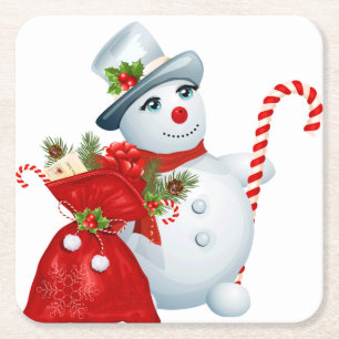 Porta-copo De Papel Quadrado Bonito boneco de neve de Natal