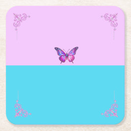 Porta-copo De Papel Quadrado Bonito borboleta roxa sobre a Porta copos de papel