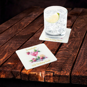 Porta-copo De Papel Quadrado Bonito na Celebração de aniversário de 30 anos cor