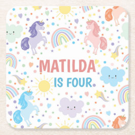 Porta-copo De Papel Quadrado Bonito pequenas Portas copos de papel Unicorns
