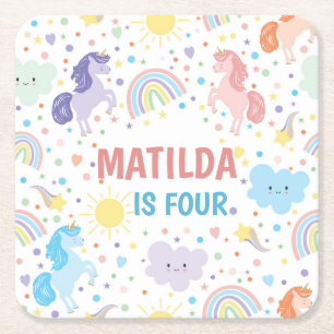 Porta-copo De Papel Quadrado Bonito pequenas Portas copos de papel Unicorns