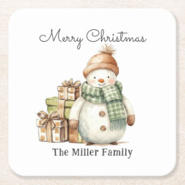 Porta-copo De Papel Quadrado Bonito Snowman Personalizado e Presentes de Natal