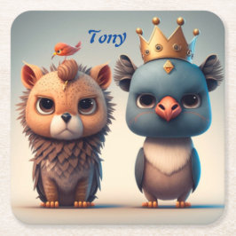 Porta-copo De Papel Quadrado Bons amigos animais selvagens