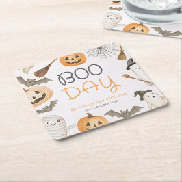Porta-copo De Papel Quadrado Boo Day Spooky Halloween Birthday