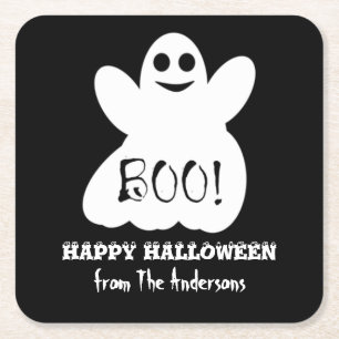 Porta-copo De Papel Quadrado BOO! Porta copos de papel fantasma do Halloween