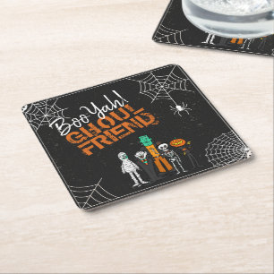 Porta-copo De Papel Quadrado Boo Yah Ghoul Friend Halloween ID684