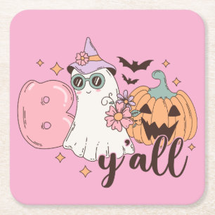 Porta-copo De Papel Quadrado Boo Y'All Halloween