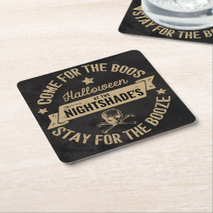 Porta-copo De Papel Quadrado Boos e Booze Caveira  Personalizado Halloween