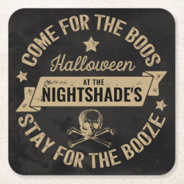 Porta-copo De Papel Quadrado Boos e Booze Vintage Skull | Personalizar Hallowee