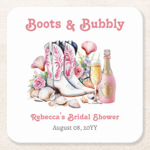Porta-copo De Papel Quadrado Boots and Bubble Coastgirl Bridal Shower
