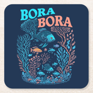 Porta-copo De Papel Quadrado Bora Bora Coral Reef