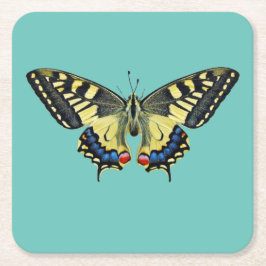 Porta-copo De Papel Quadrado Borboleta amarela e preta