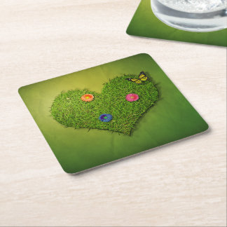 Porta-copo De Papel Quadrado Borboleta de Flores de Camada Cardíaca