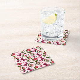 Porta-copo De Papel Quadrado Borboleta Floral Bloom Meia-Noite