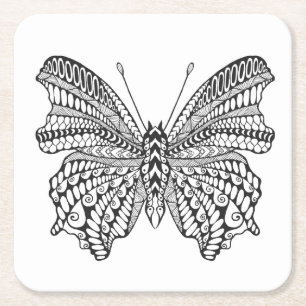 Porta-copo De Papel Quadrado Borboleta tropical inspirada