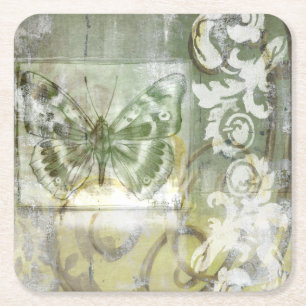 Porta-copo De Papel Quadrado Borboleta Verde Indefinida com Porta de Ironwork