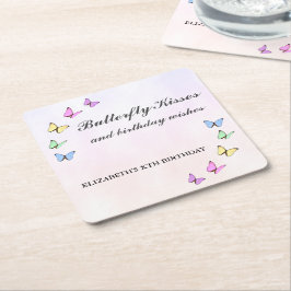 Porta-copo De Papel Quadrado Borboletas Coloridas Aniversário