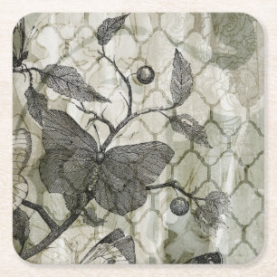 Porta-copo De Papel Quadrado Borboletas do Arabesque mim